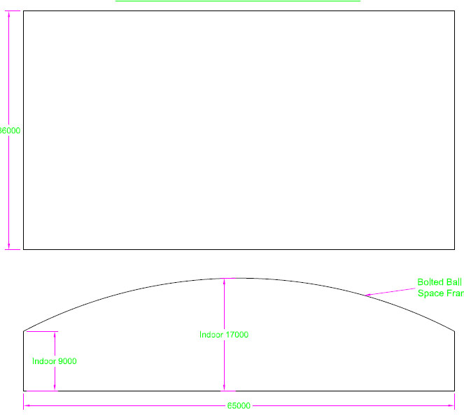滨州跨度65米，拱高8米网架